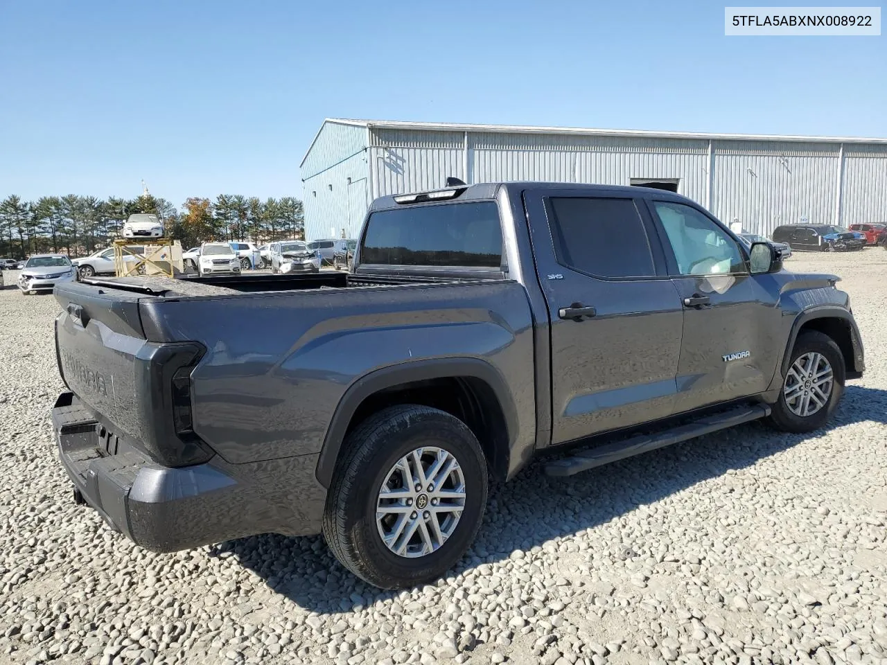 2022 Toyota Tundra Crewmax Sr VIN: 5TFLA5ABXNX008922 Lot: 75829104