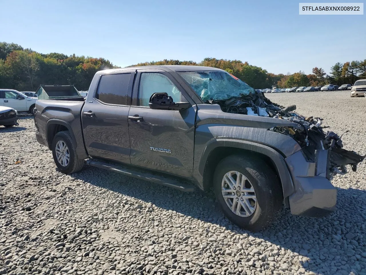 2022 Toyota Tundra Crewmax Sr VIN: 5TFLA5ABXNX008922 Lot: 75829104