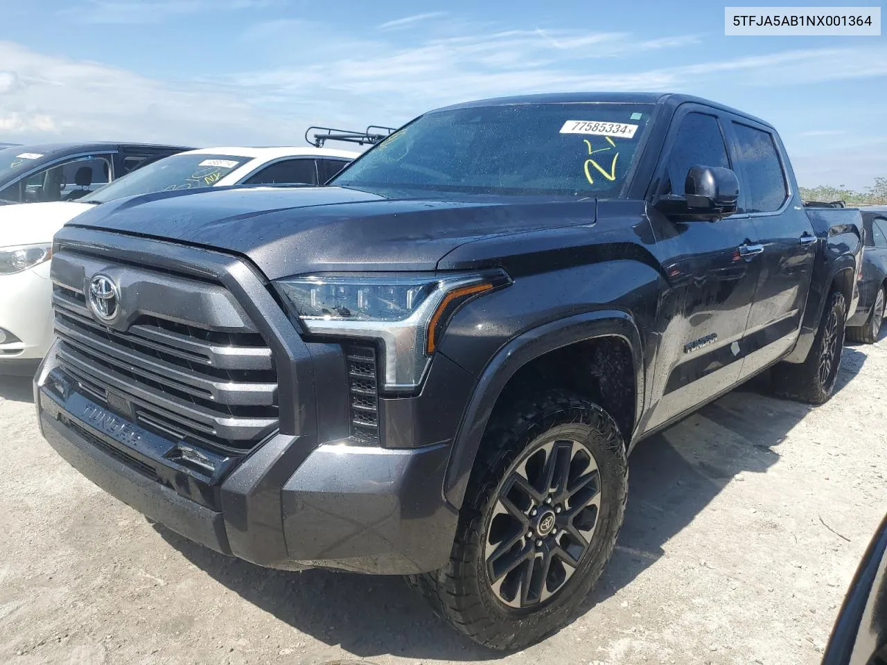 2022 Toyota Tundra Crewmax Limited VIN: 5TFJA5AB1NX001364 Lot: 77585334