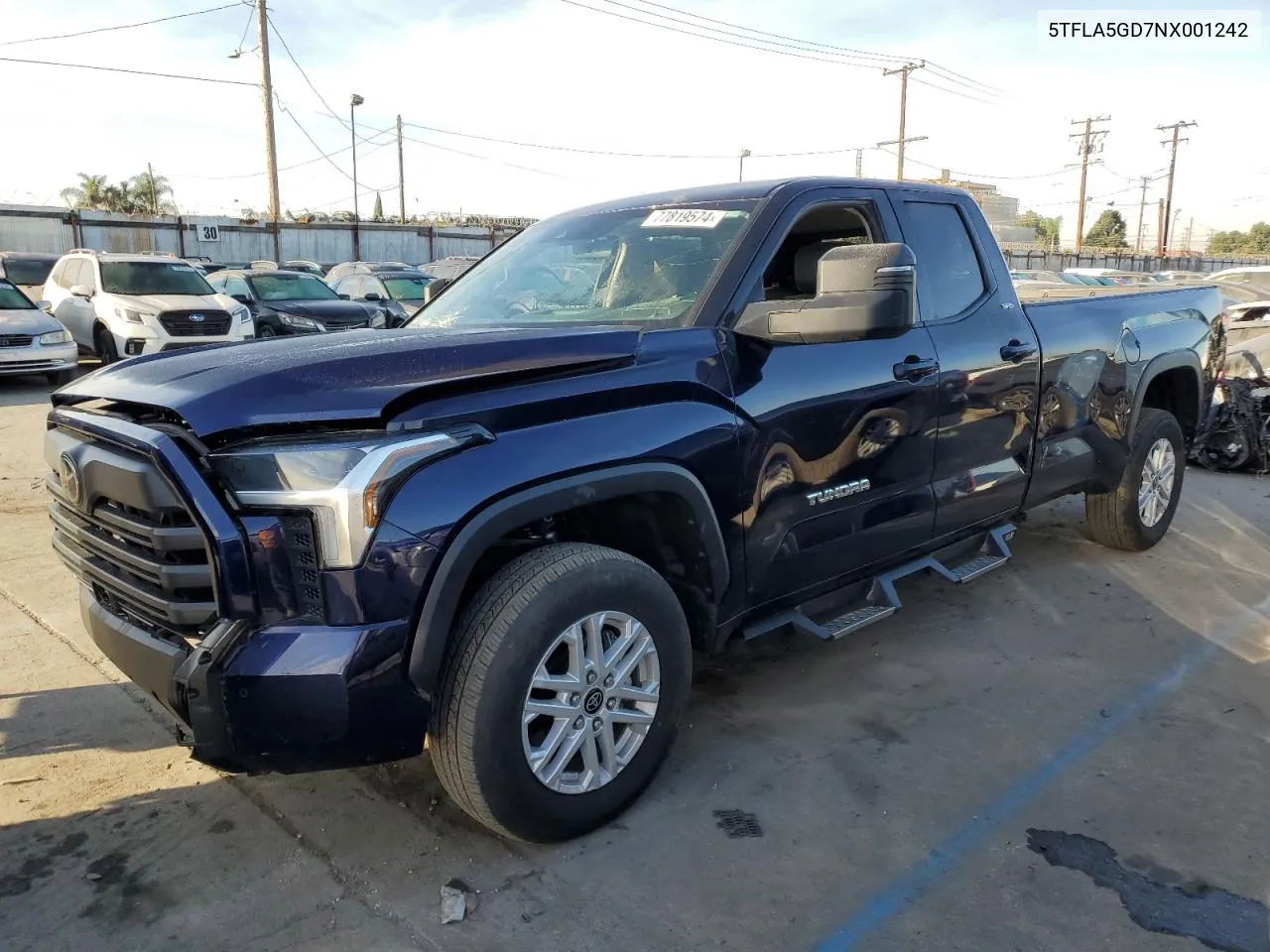 2022 Toyota Tundra Double Cab Sr VIN: 5TFLA5GD7NX001242 Lot: 77819574