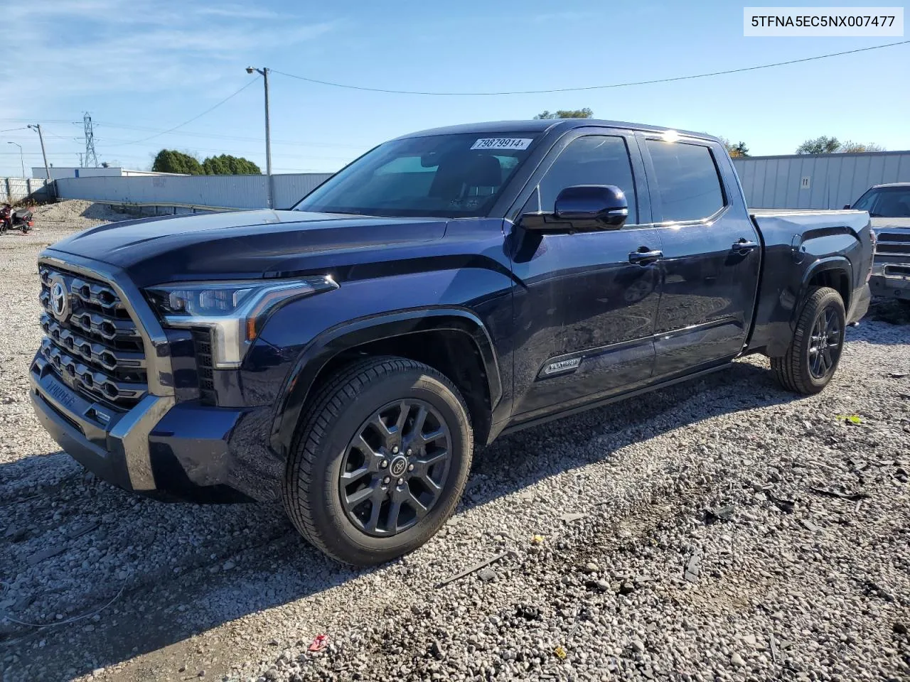 2022 Toyota Tundra Crewmax Platinum VIN: 5TFNA5EC5NX007477 Lot: 79879914