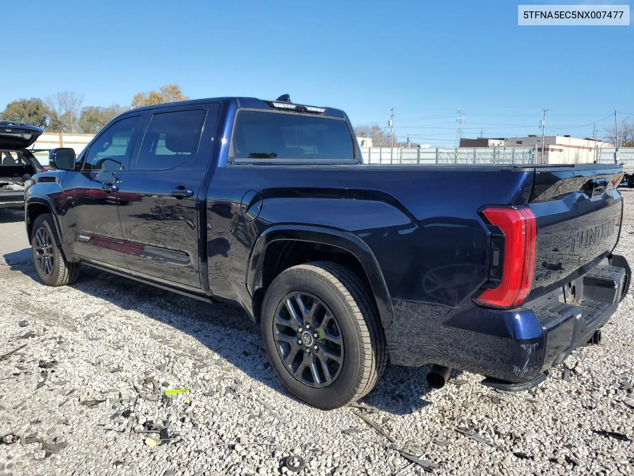 2022 Toyota Tundra Crewmax Platinum VIN: 5TFNA5EC5NX007477 Lot: 79879914