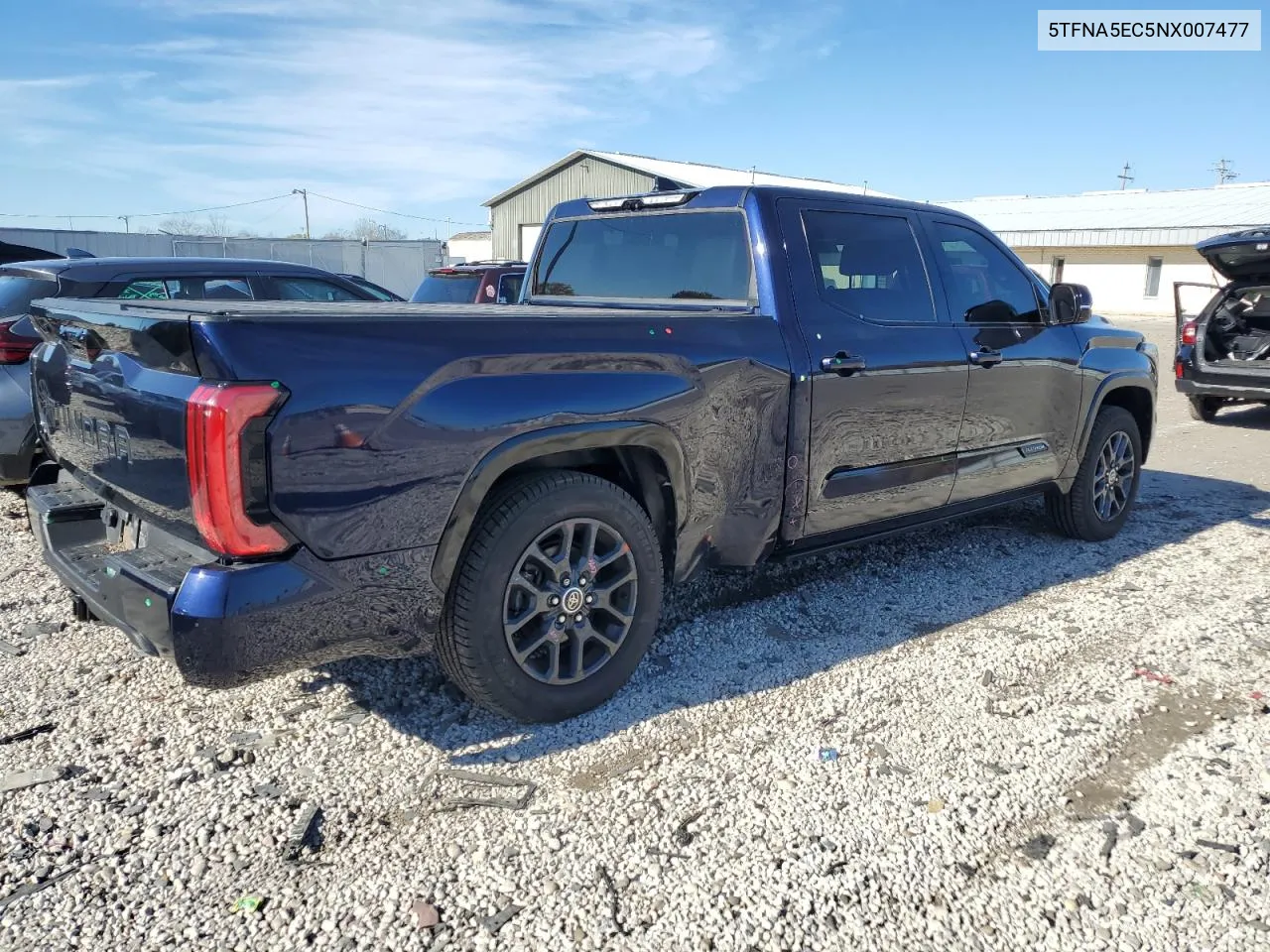 2022 Toyota Tundra Crewmax Platinum VIN: 5TFNA5EC5NX007477 Lot: 79879914