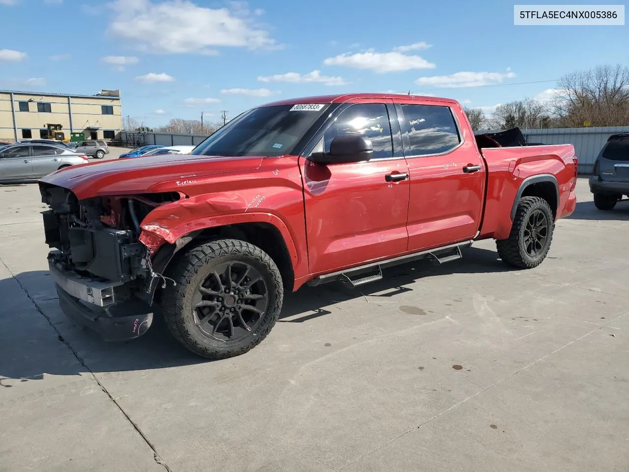 2022 Toyota Tundra Crewmax Sr5 VIN: 5TFLA5EC4NX005386 Lot: 80687833