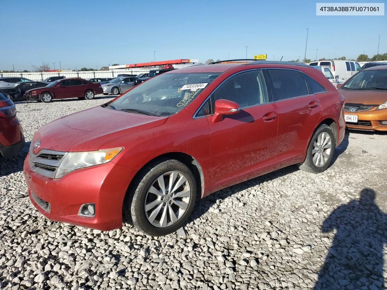 2015 Toyota Venza Le VIN: 4T3BA3BB7FU071061 Lot: 74833504