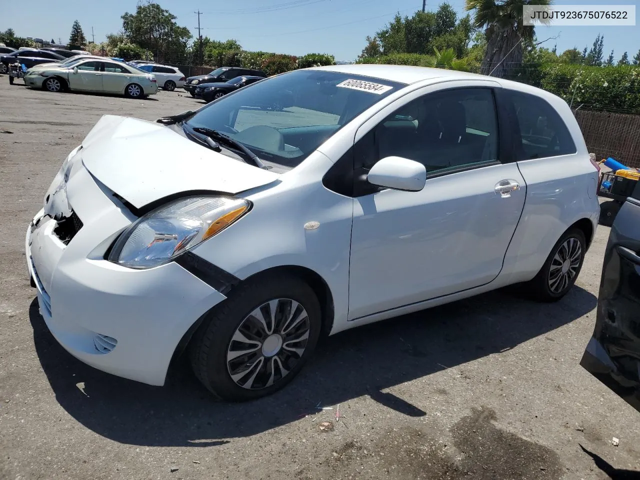 2007 Toyota Yaris VIN: JTDJT923675076522 Lot: 60065584