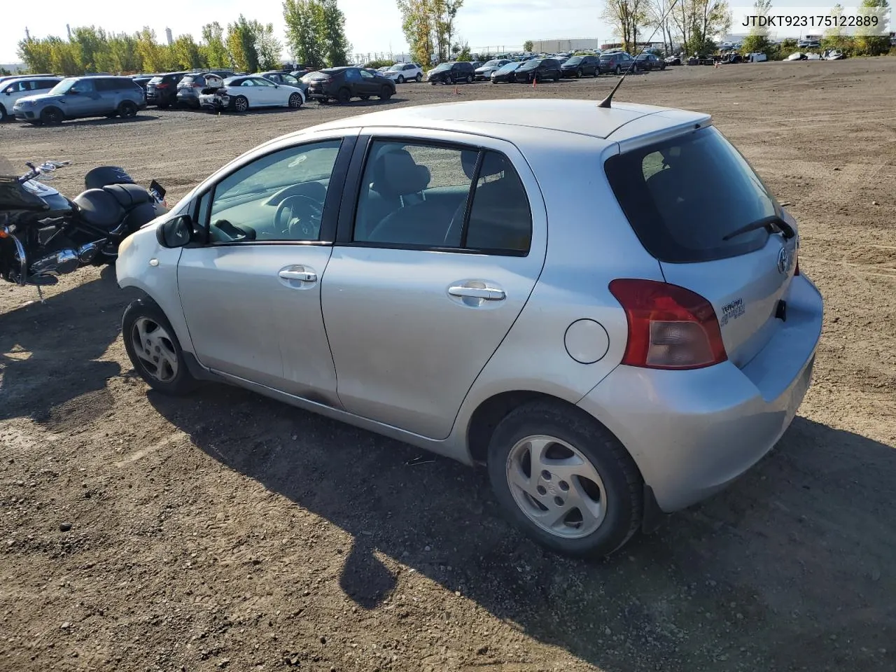 2007 Toyota Yaris VIN: JTDKT923175122889 Lot: 72712254