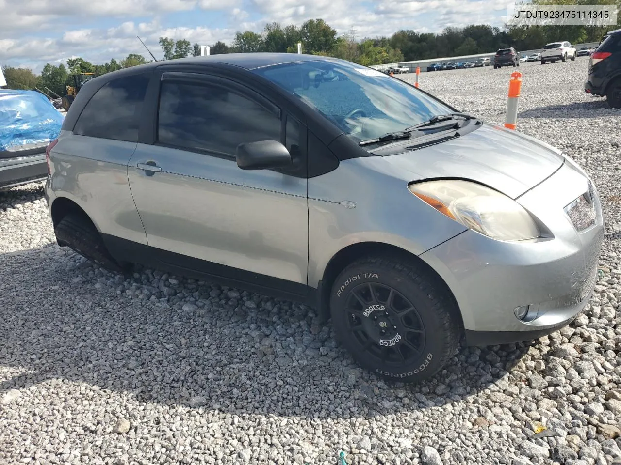 2007 Toyota Yaris VIN: JTDJT923475114345 Lot: 74073694