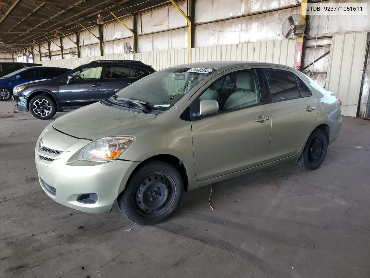 2007 Toyota Yaris VIN: JTDBT923771051611 Lot: 74630684