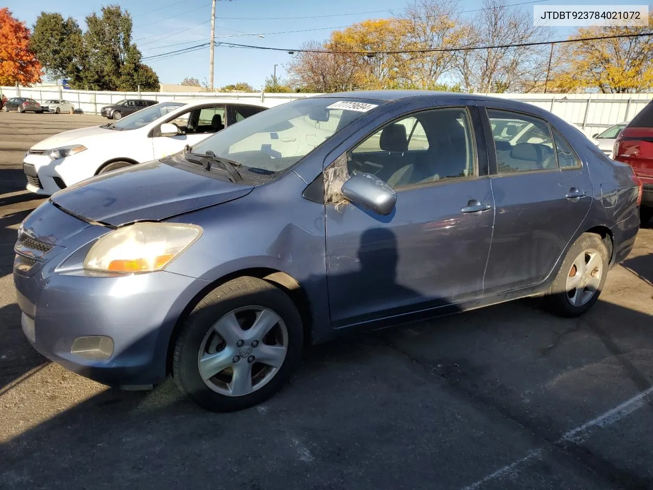 2008 Toyota Yaris VIN: JTDBT923784021072 Lot: 77779694