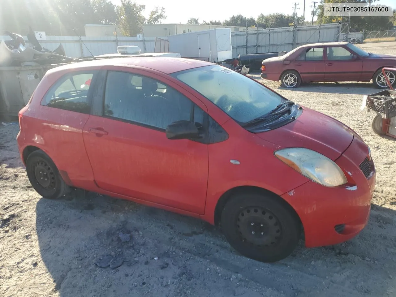 2008 Toyota Yaris VIN: JTDJT903085167600 Lot: 78217954