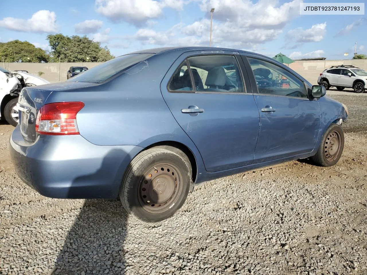 2008 Toyota Yaris VIN: JTDBT923781247193 Lot: 78523874