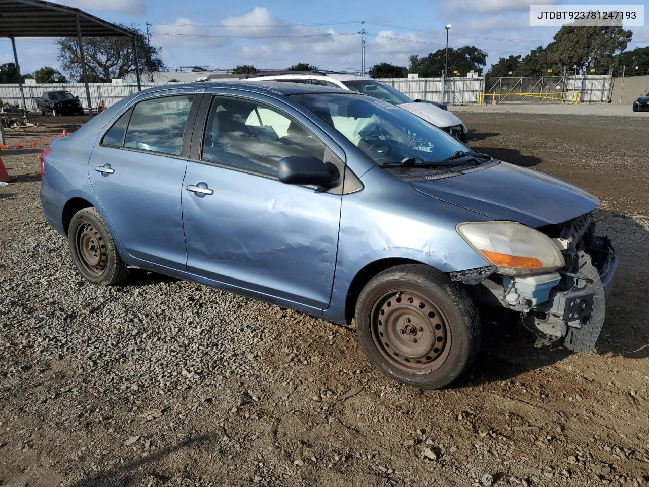 2008 Toyota Yaris VIN: JTDBT923781247193 Lot: 78523874