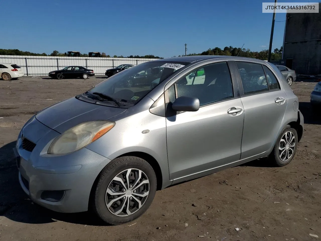 2010 Toyota Yaris VIN: JTDKT4K34A5316732 Lot: 70743594