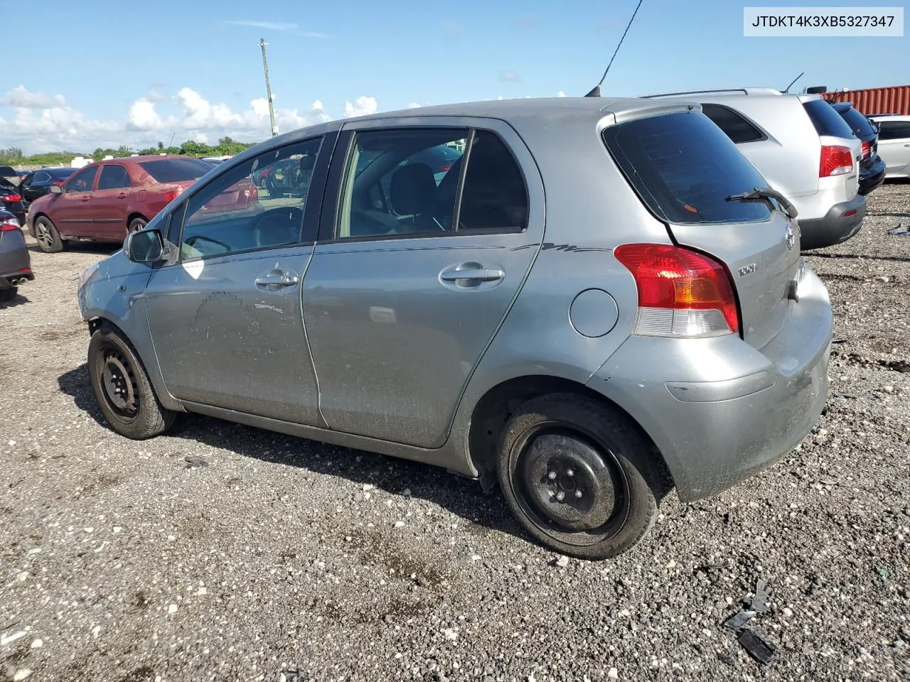 2011 Toyota Yaris VIN: JTDKT4K3XB5327347 Lot: 71164004