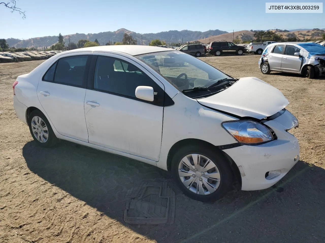 2011 Toyota Yaris VIN: JTDBT4K3XBL003259 Lot: 77622284