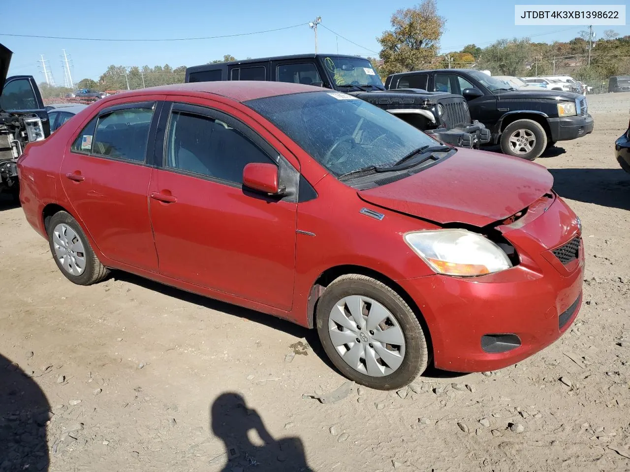 2011 Toyota Yaris VIN: JTDBT4K3XB1398622 Lot: 77665914