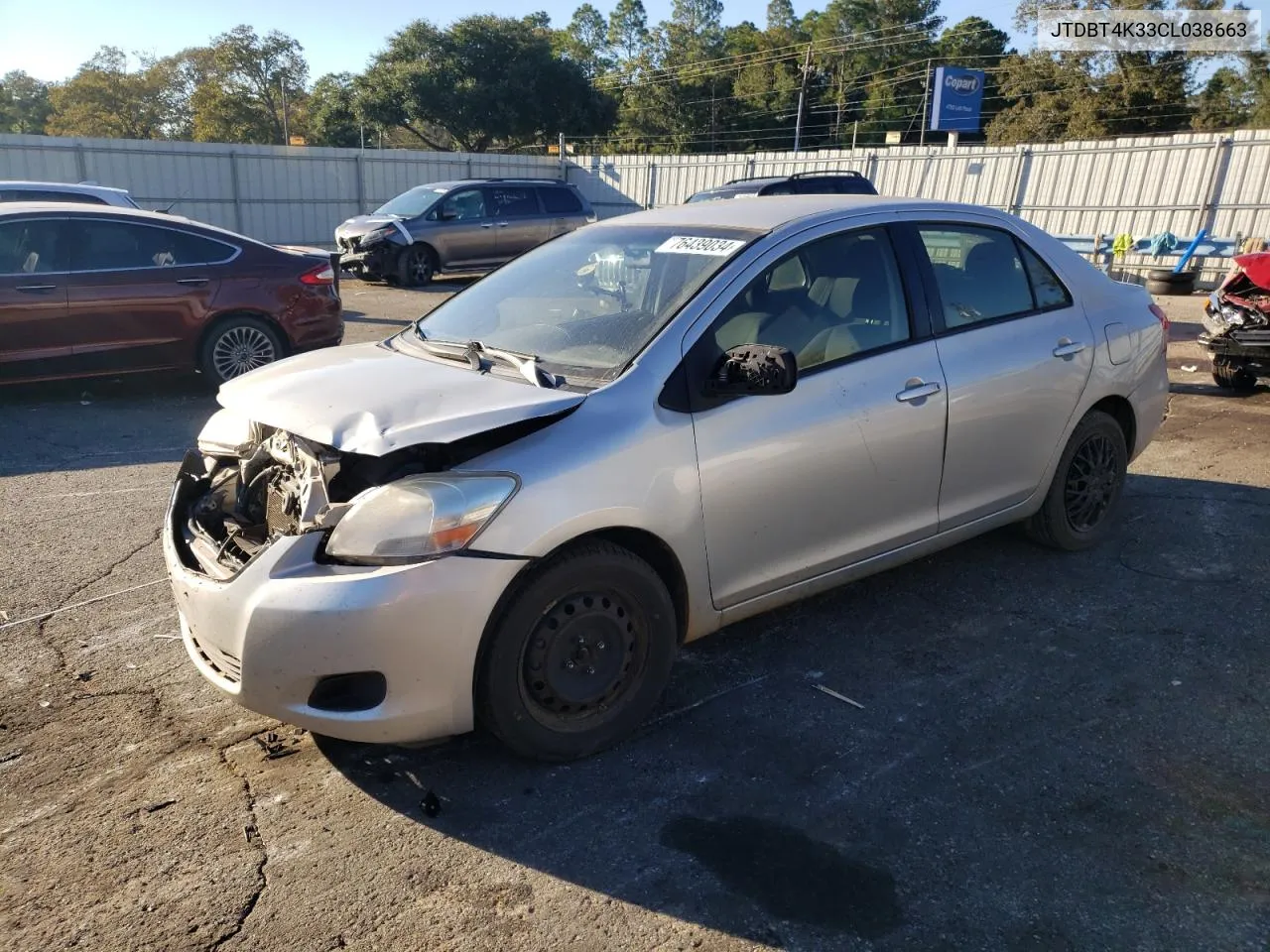 2012 Toyota Yaris VIN: JTDBT4K33CL038663 Lot: 76439034