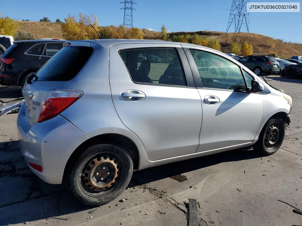 2012 Toyota Yaris VIN: JTDKTUD36CD521040 Lot: 76934994