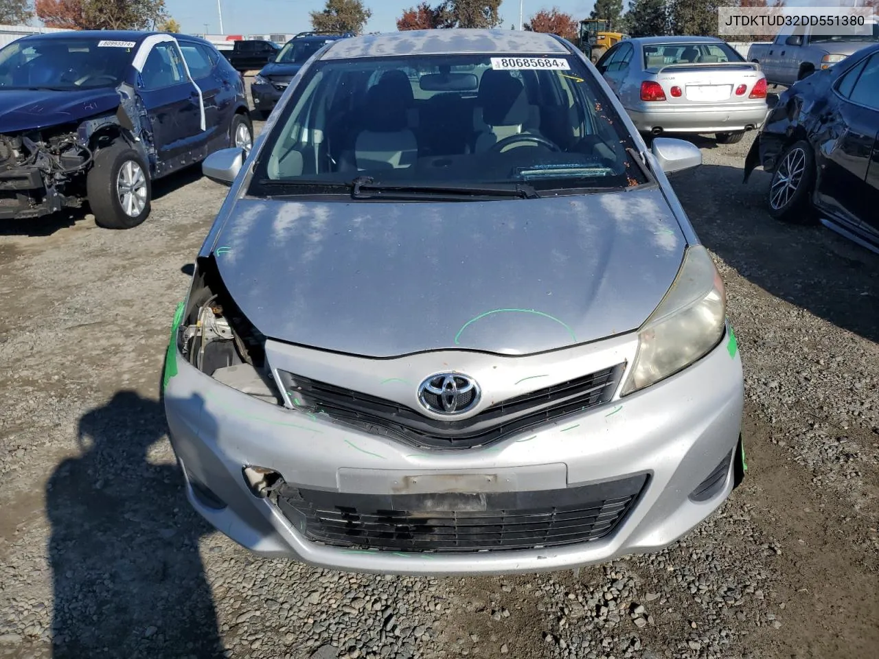 2013 Toyota Yaris VIN: JTDKTUD32DD551380 Lot: 80685684