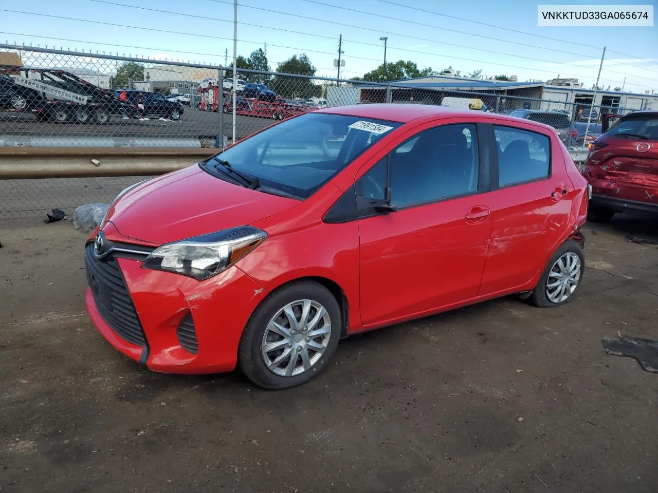 2016 Toyota Yaris L VIN: VNKKTUD33GA065674 Lot: 71991584