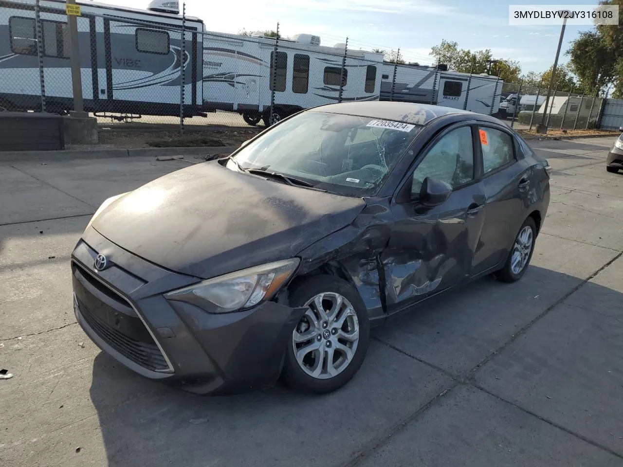 2018 Toyota Yaris Ia VIN: 3MYDLBYV2JY316108 Lot: 72035424