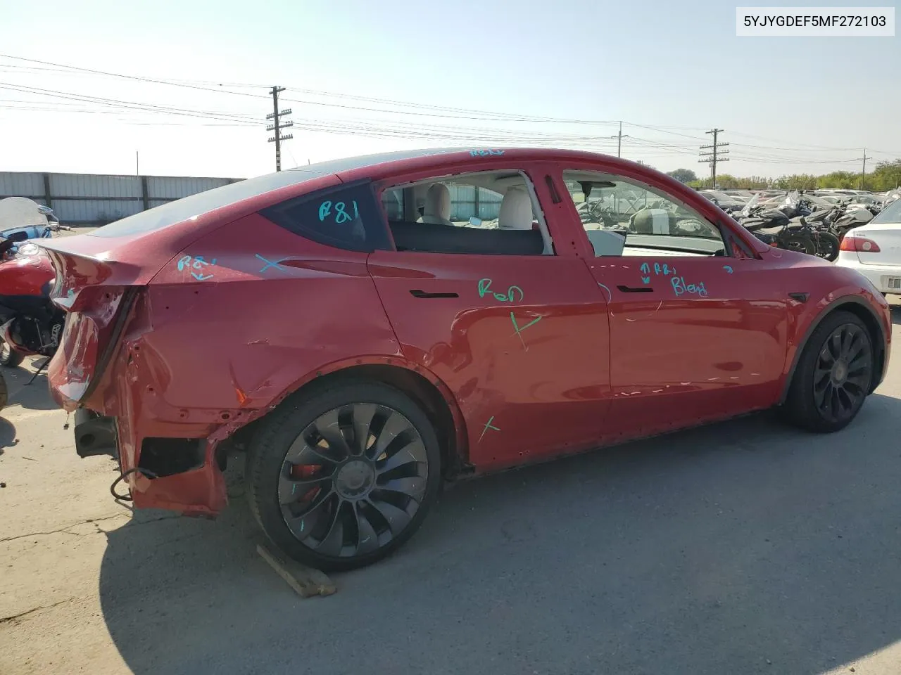 2021 Tesla Model Y VIN: 5YJYGDEF5MF272103 Lot: 69430424