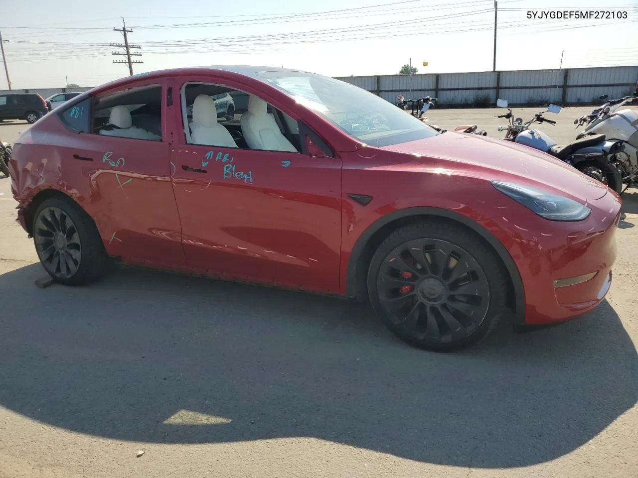 2021 Tesla Model Y VIN: 5YJYGDEF5MF272103 Lot: 69430424