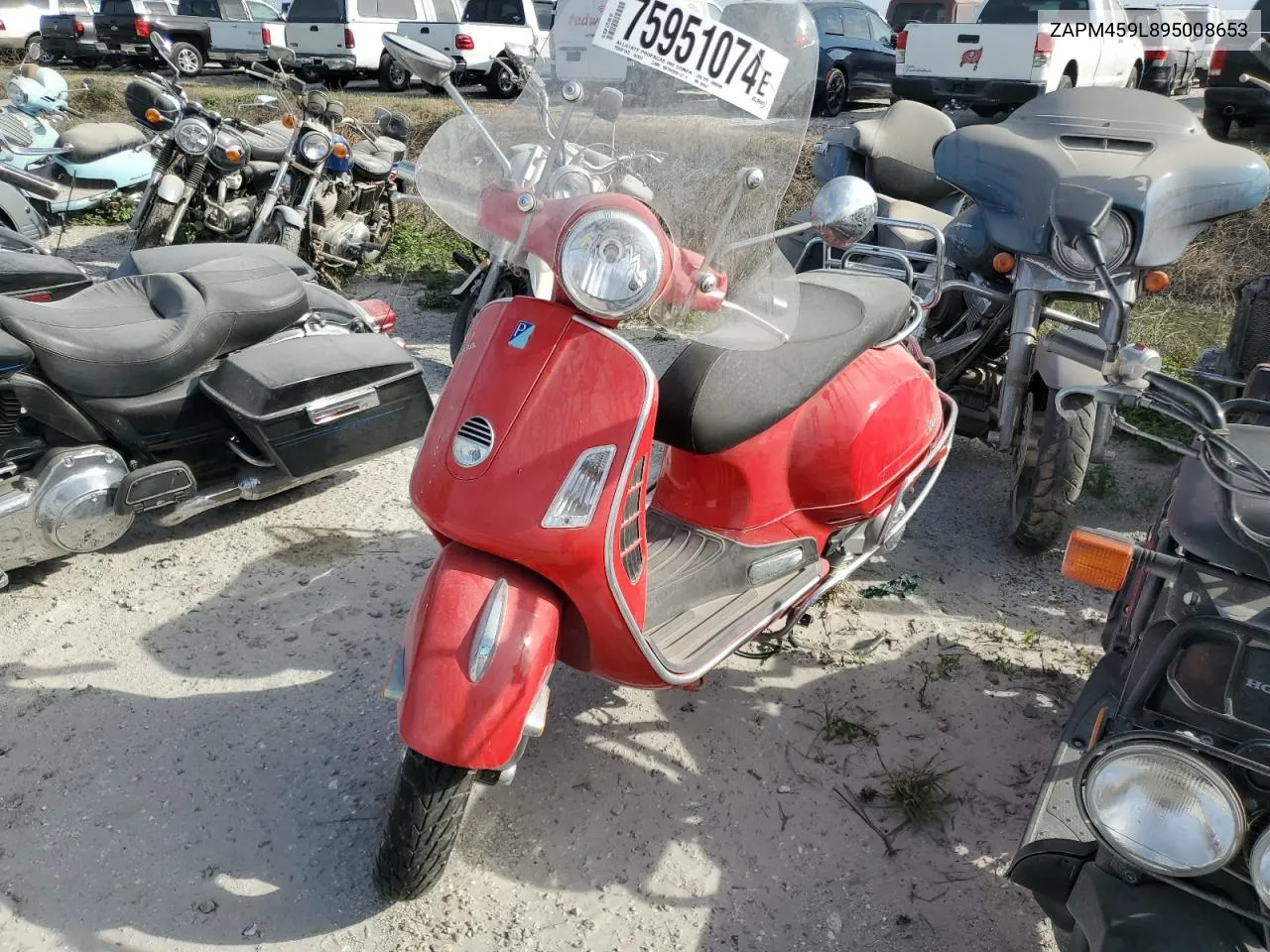 2009 Vespa Gts 250 VIN: ZAPM459L895008653 Lot: 75951074