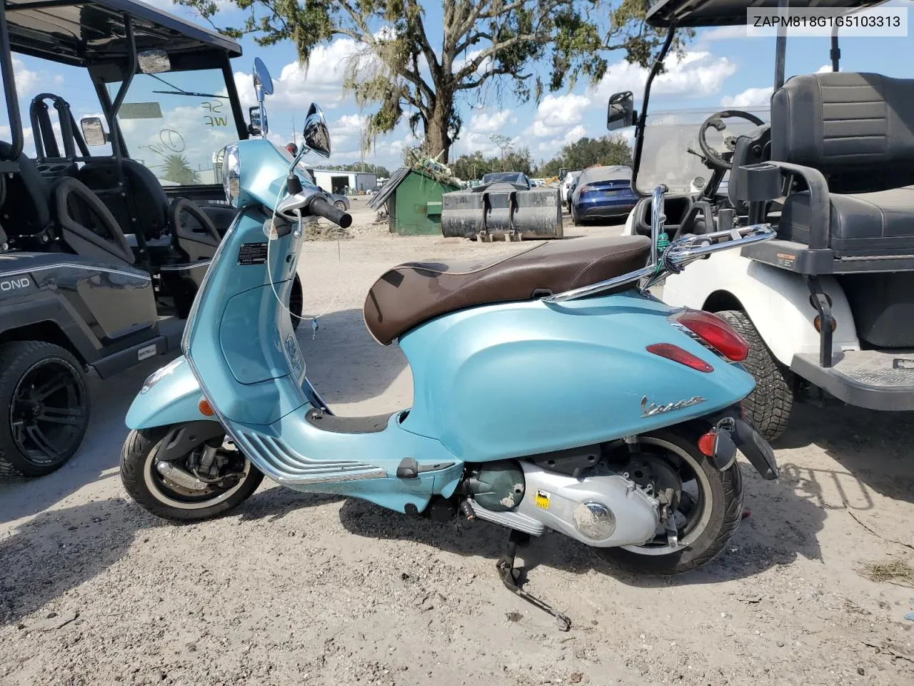 2016 Vespa Sprint 150 3V VIN: ZAPM818G1G5103313 Lot: 75131074