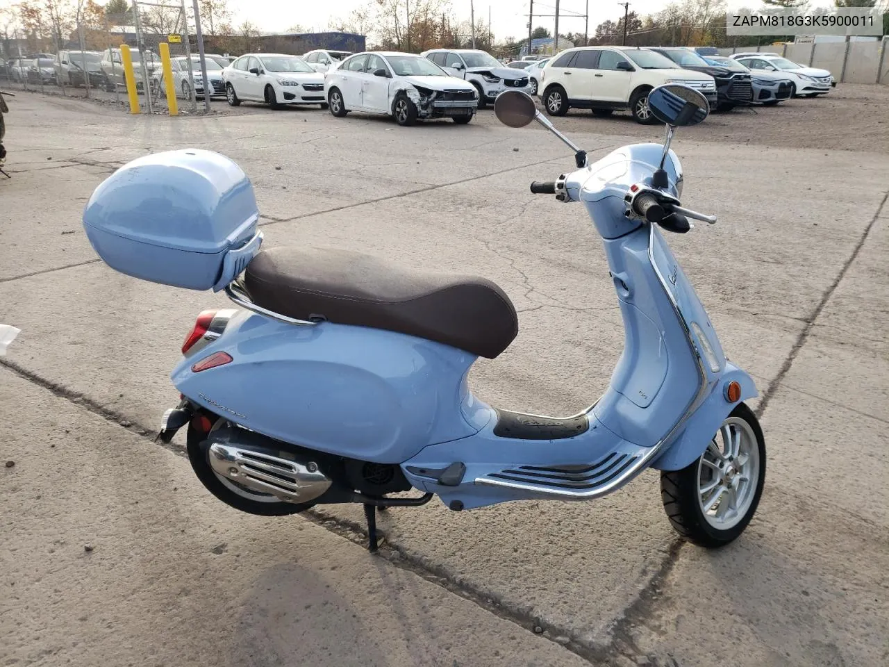 2019 Vespa Sprint 150 VIN: ZAPM818G3K5900011 Lot: 78086144