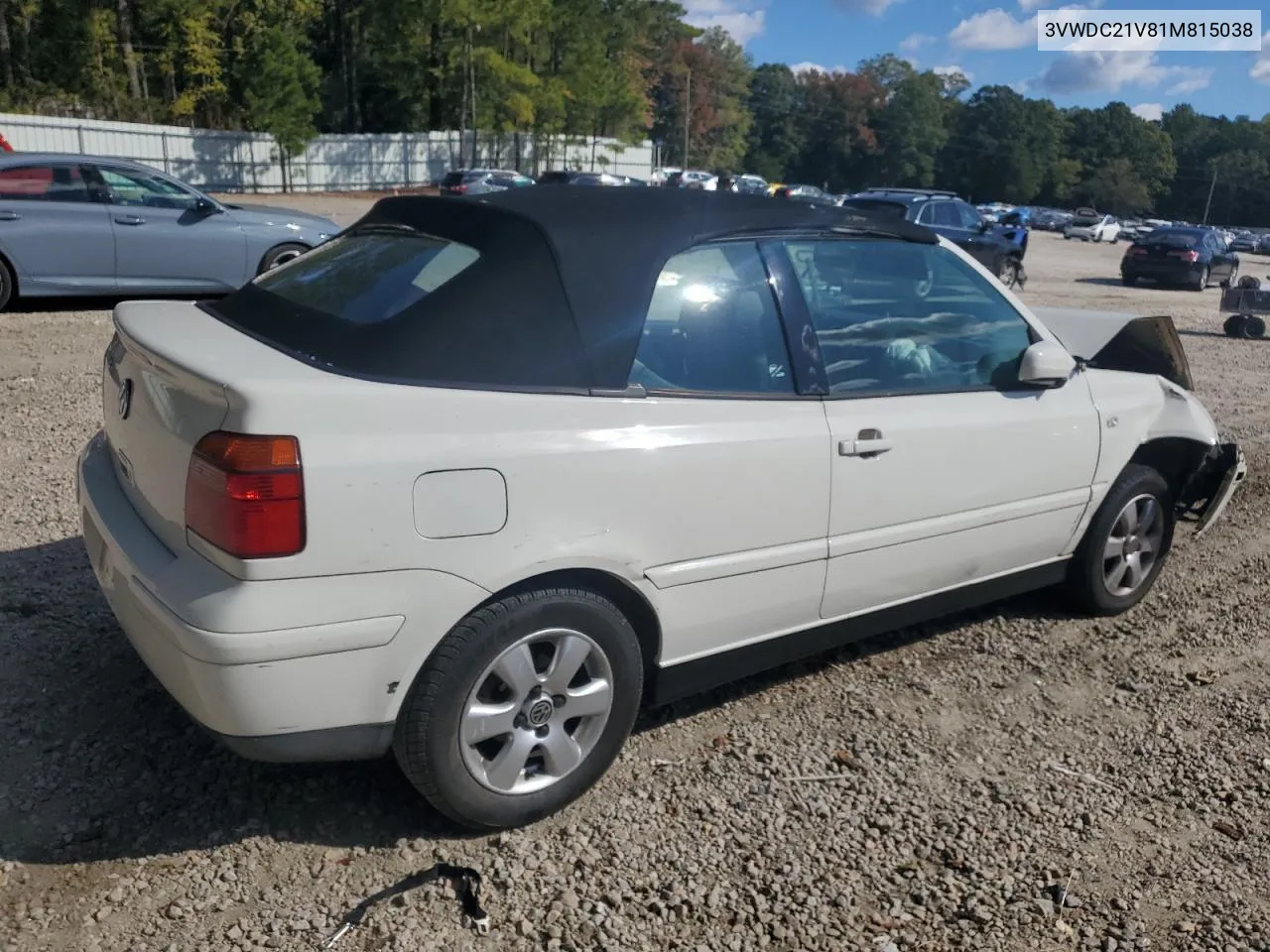 2001 Volkswagen Cabrio Glx VIN: 3VWDC21V81M815038 Lot: 76483144