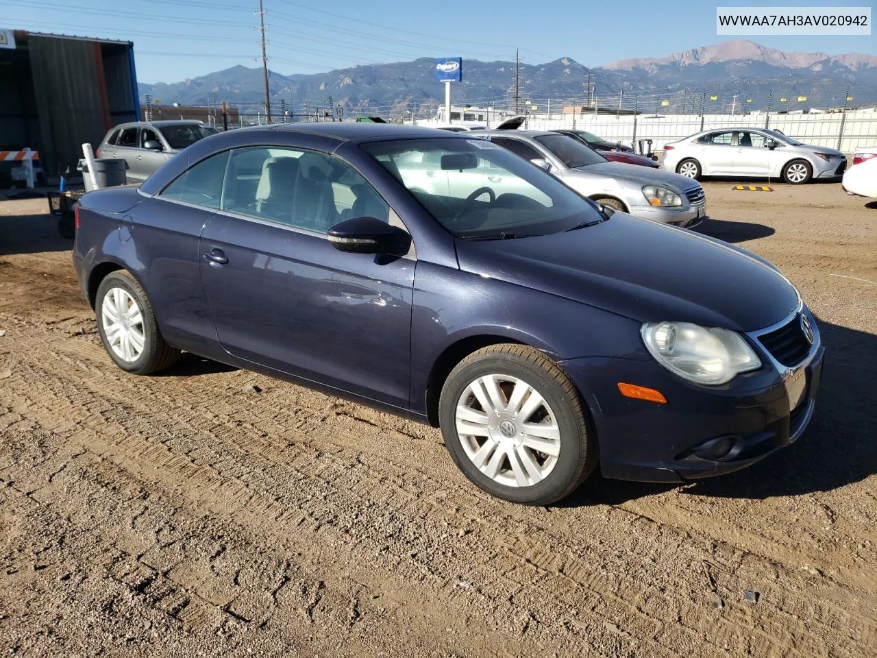 2010 Volkswagen Eos Turbo VIN: WVWAA7AH3AV020942 Lot: 73500884