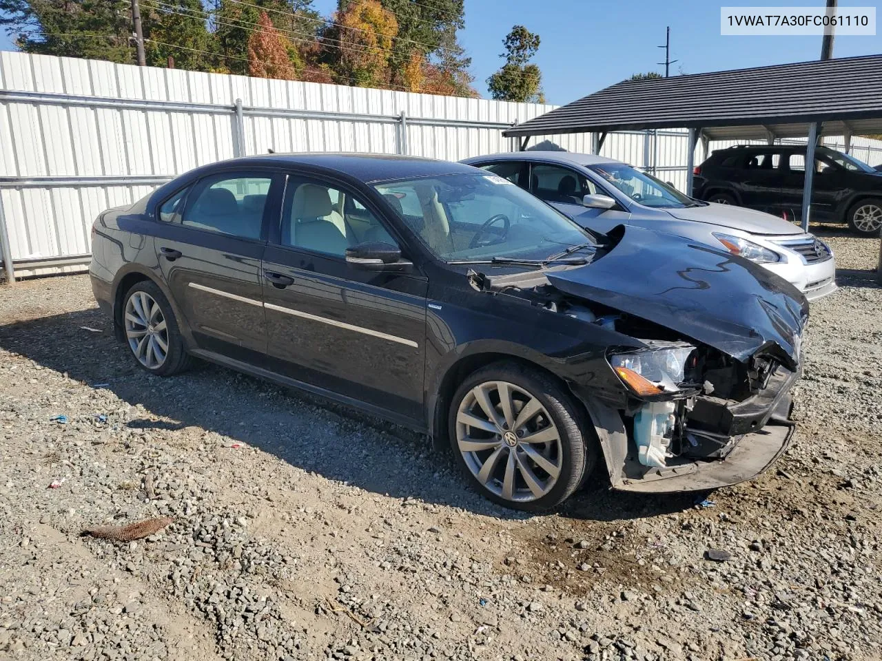 2015 Volkswagen Passat S VIN: 1VWAT7A30FC061110 Lot: 75459504