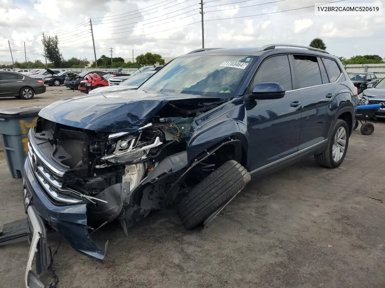 2021 Volkswagen Atlas Sel VIN: 1V2BR2CA0MC520619 Lot: 77940004