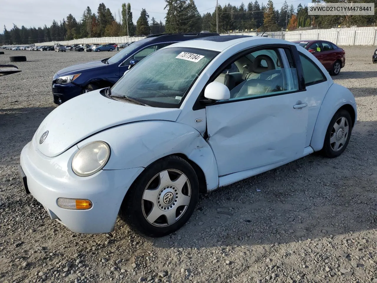 2000 Volkswagen New Beetle Gls VIN: 3VWCD21C1YM478441 Lot: 73779184