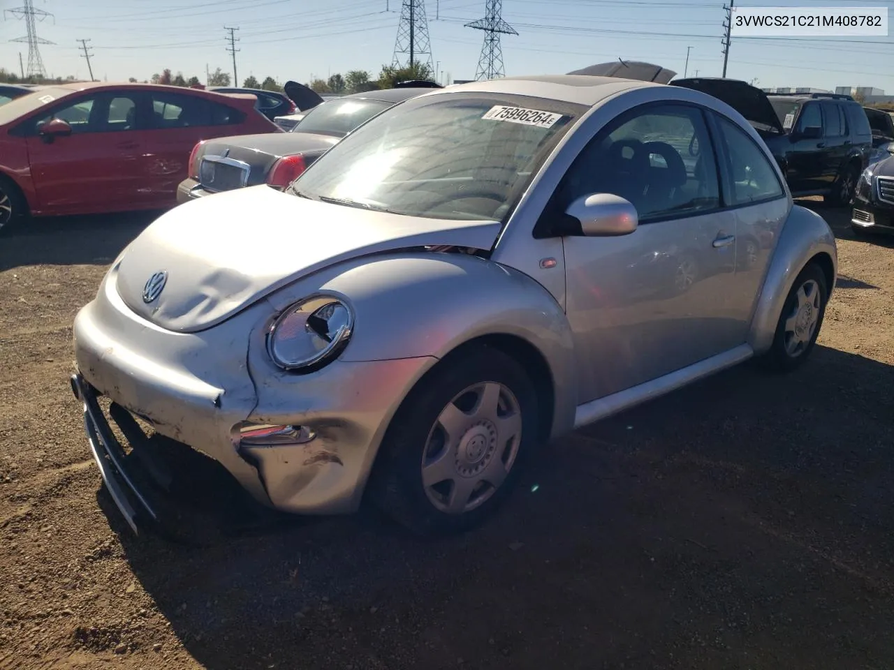 2001 Volkswagen New Beetle Gls VIN: 3VWCS21C21M408782 Lot: 75996264