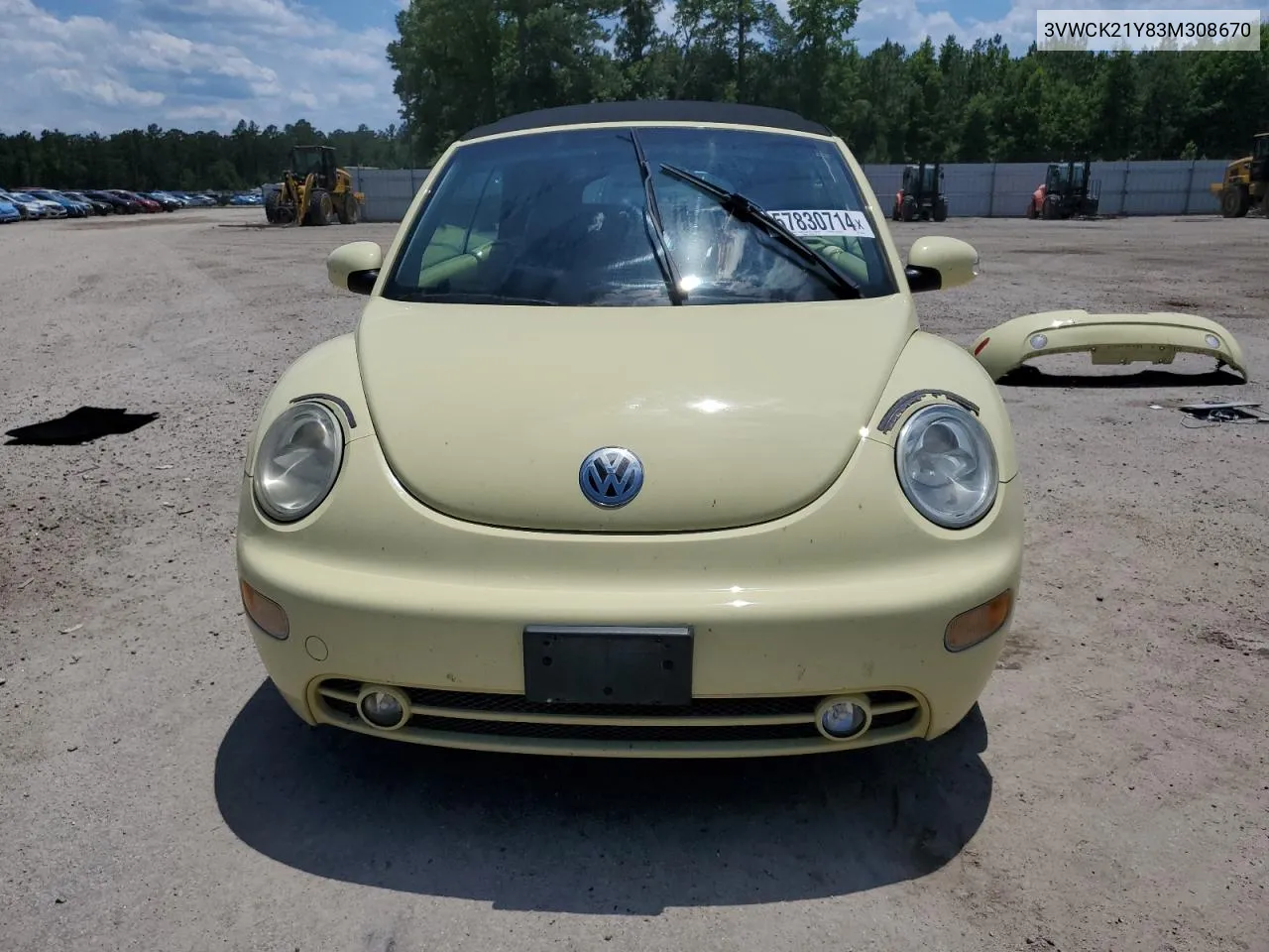 2003 Volkswagen New Beetle Gls VIN: 3VWCK21Y83M308670 Lot: 57830714