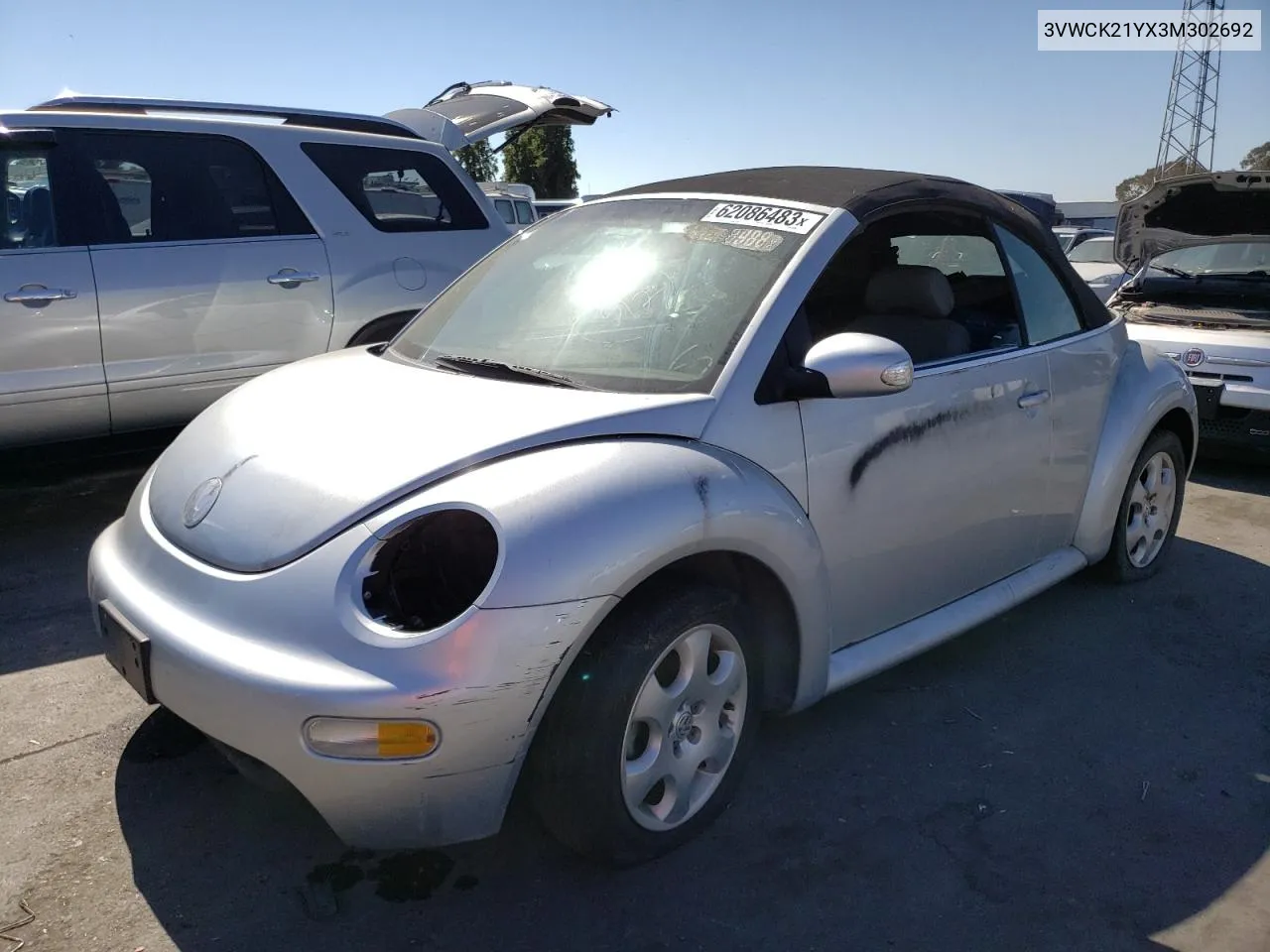 2003 Volkswagen New Beetle Gls VIN: 3VWCK21YX3M302692 Lot: 62086483