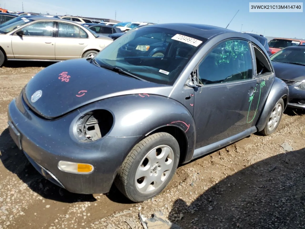 2003 Volkswagen New Beetle Gls VIN: 3VWCK21C13M414740 Lot: 72049974