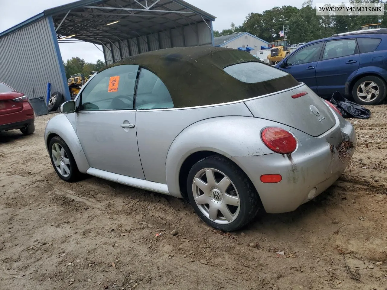 2003 Volkswagen New Beetle Gls VIN: 3VWCD21Y43M319689 Lot: 79345234