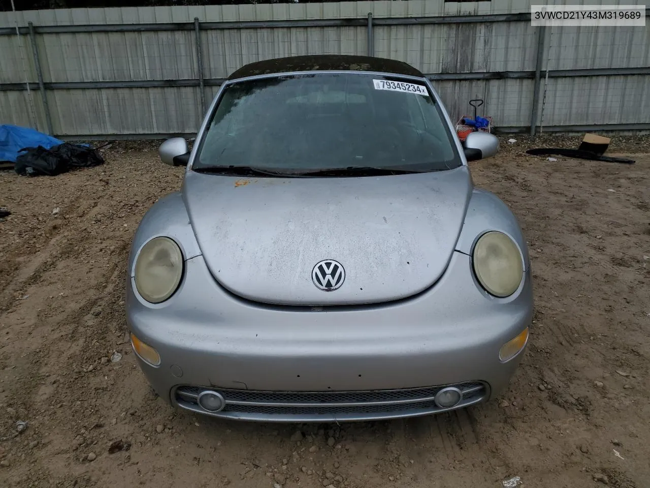 2003 Volkswagen New Beetle Gls VIN: 3VWCD21Y43M319689 Lot: 79345234