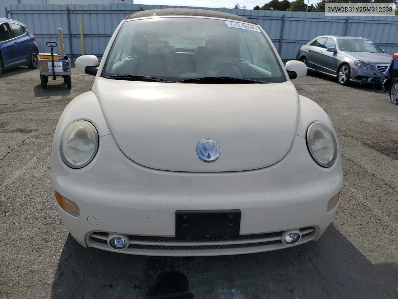 2005 Volkswagen New Beetle Gls VIN: 3VWCD31Y25M312538 Lot: 75359694