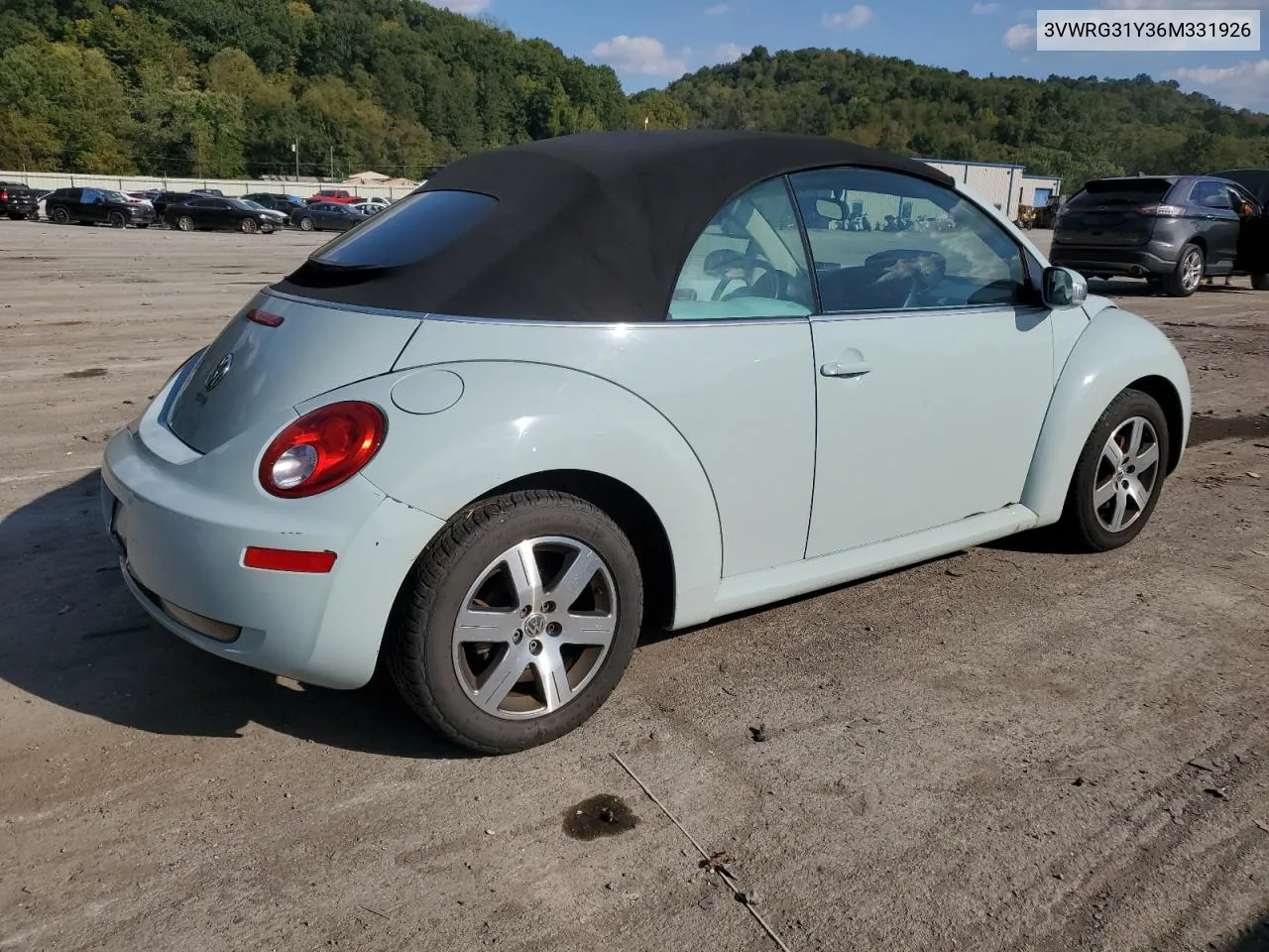 2006 Volkswagen New Beetle Convertible Option Package 1 VIN: 3VWRG31Y36M331926 Lot: 70922504