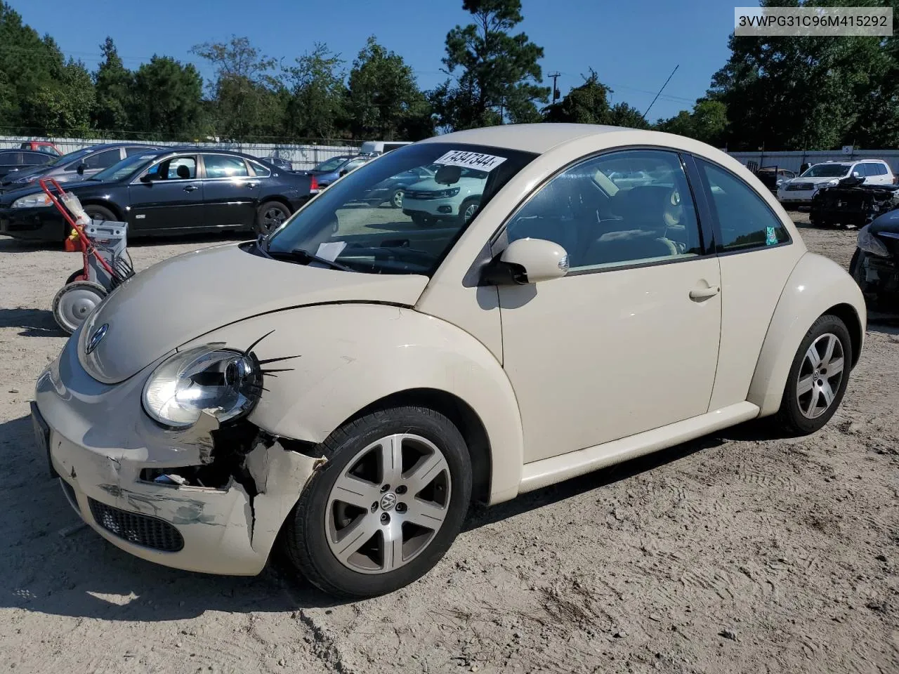 2006 Volkswagen New Beetle 2.5L VIN: 3VWPG31C96M415292 Lot: 74347344