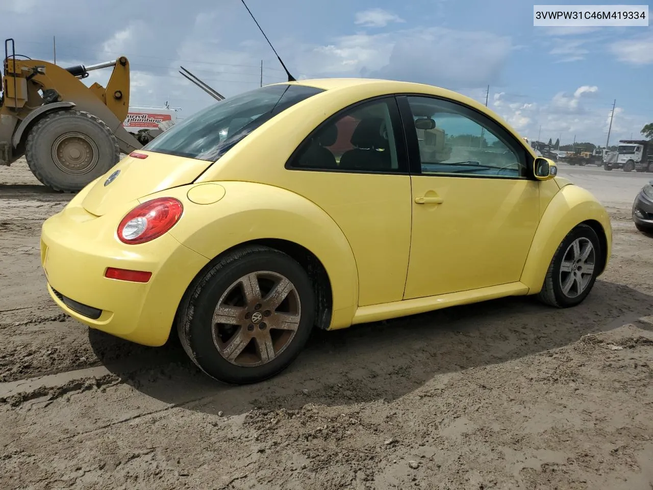 2006 Volkswagen New Beetle 2.5L VIN: 3VWPW31C46M419334 Lot: 74551934