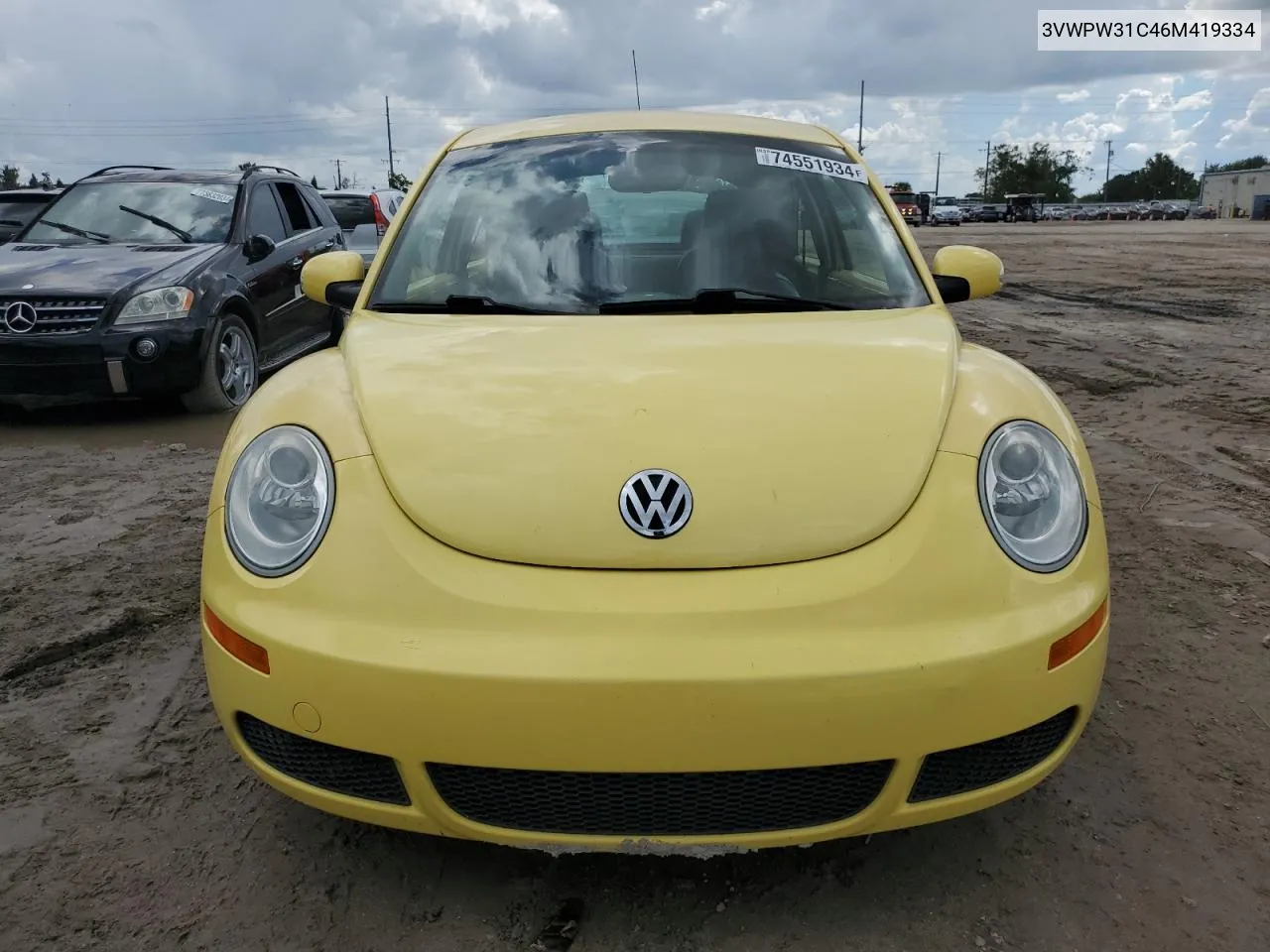 2006 Volkswagen New Beetle 2.5L VIN: 3VWPW31C46M419334 Lot: 74551934