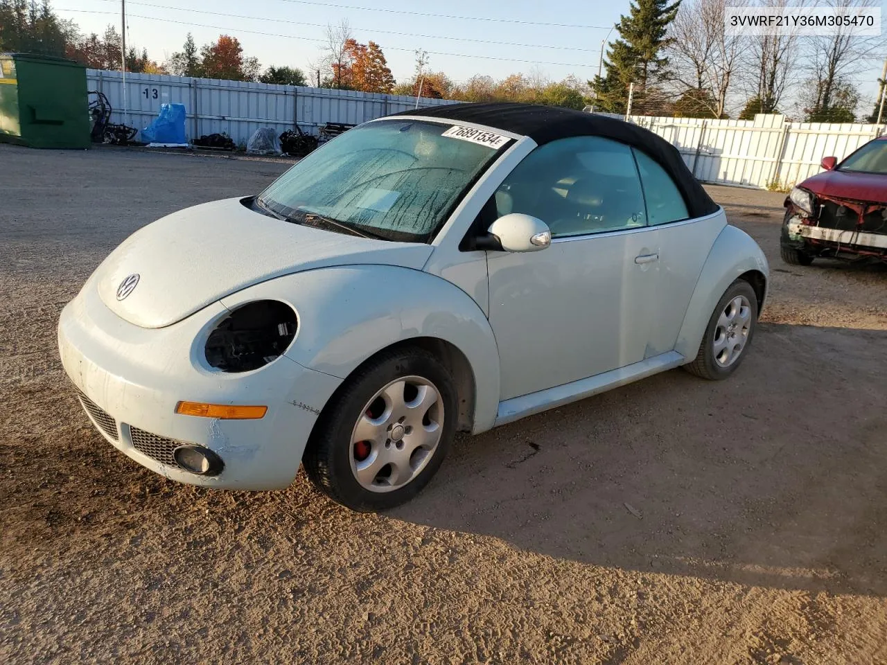 2006 Volkswagen New Beetle Convertible 2.5L VIN: 3VWRF21Y36M305470 Lot: 76891534