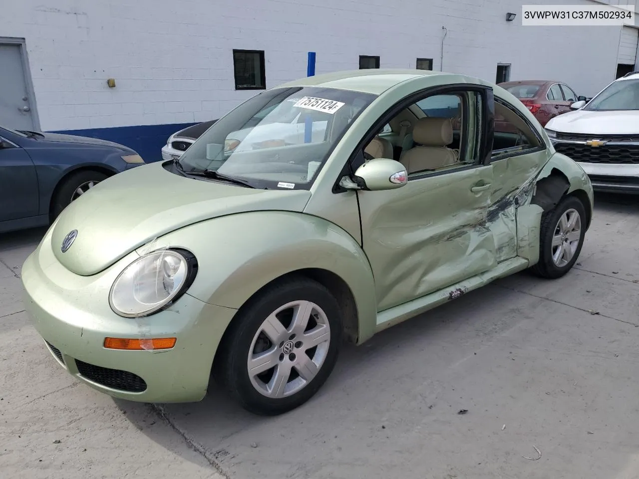 2007 Volkswagen New Beetle 2.5L VIN: 3VWPW31C37M502934 Lot: 75751124