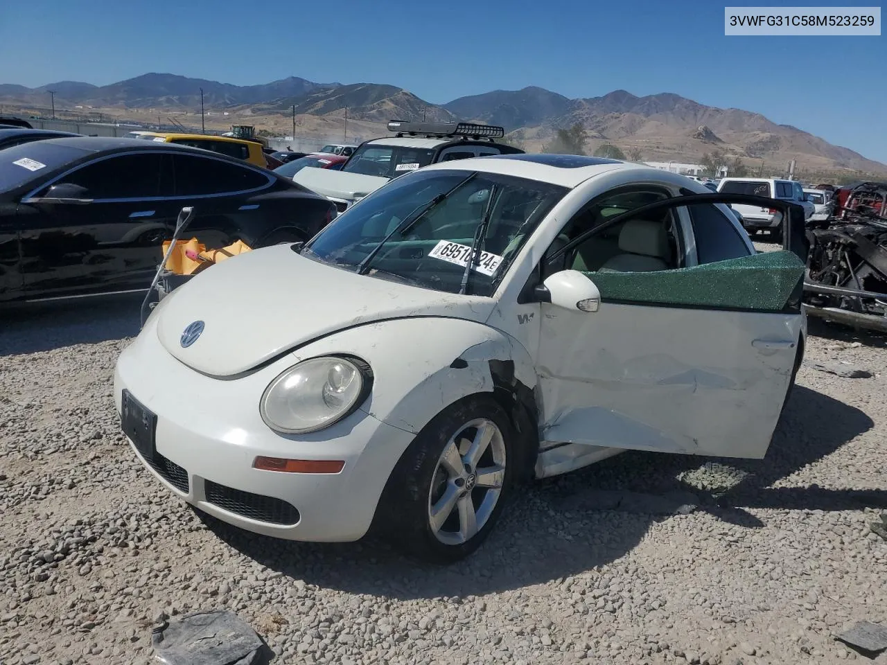 2008 Volkswagen New Beetle Triple White VIN: 3VWFG31C58M523259 Lot: 69516424